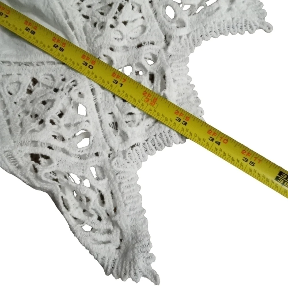 Pilyq Crochet Women's White Cut Out Crochet Swim Coverup Size X Small/Small